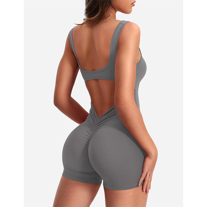 Backless Slim-Fit Yoga Jumpsuit with Hip-Lifting Design