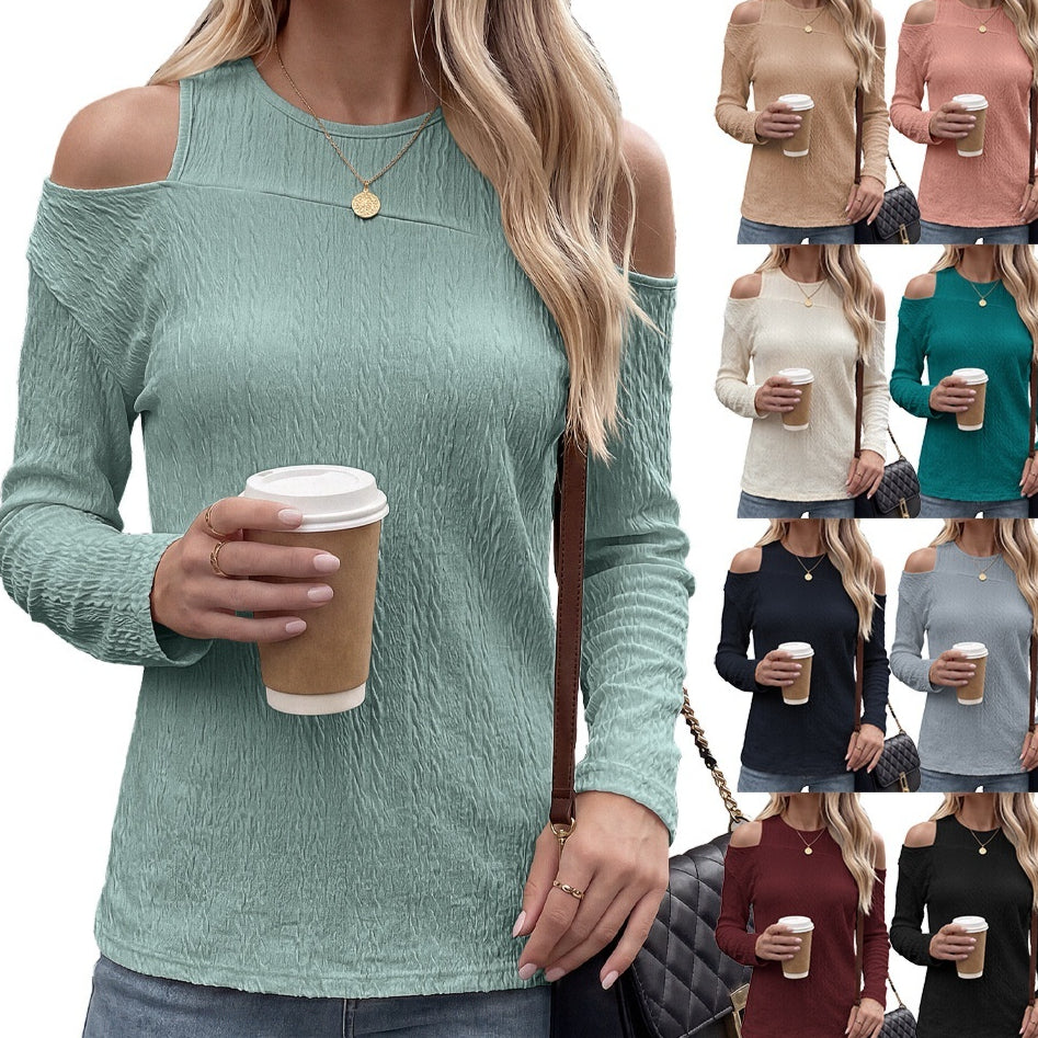 Loose-Fit Long Sleeve Off-Shoulder Top – Effortless Style