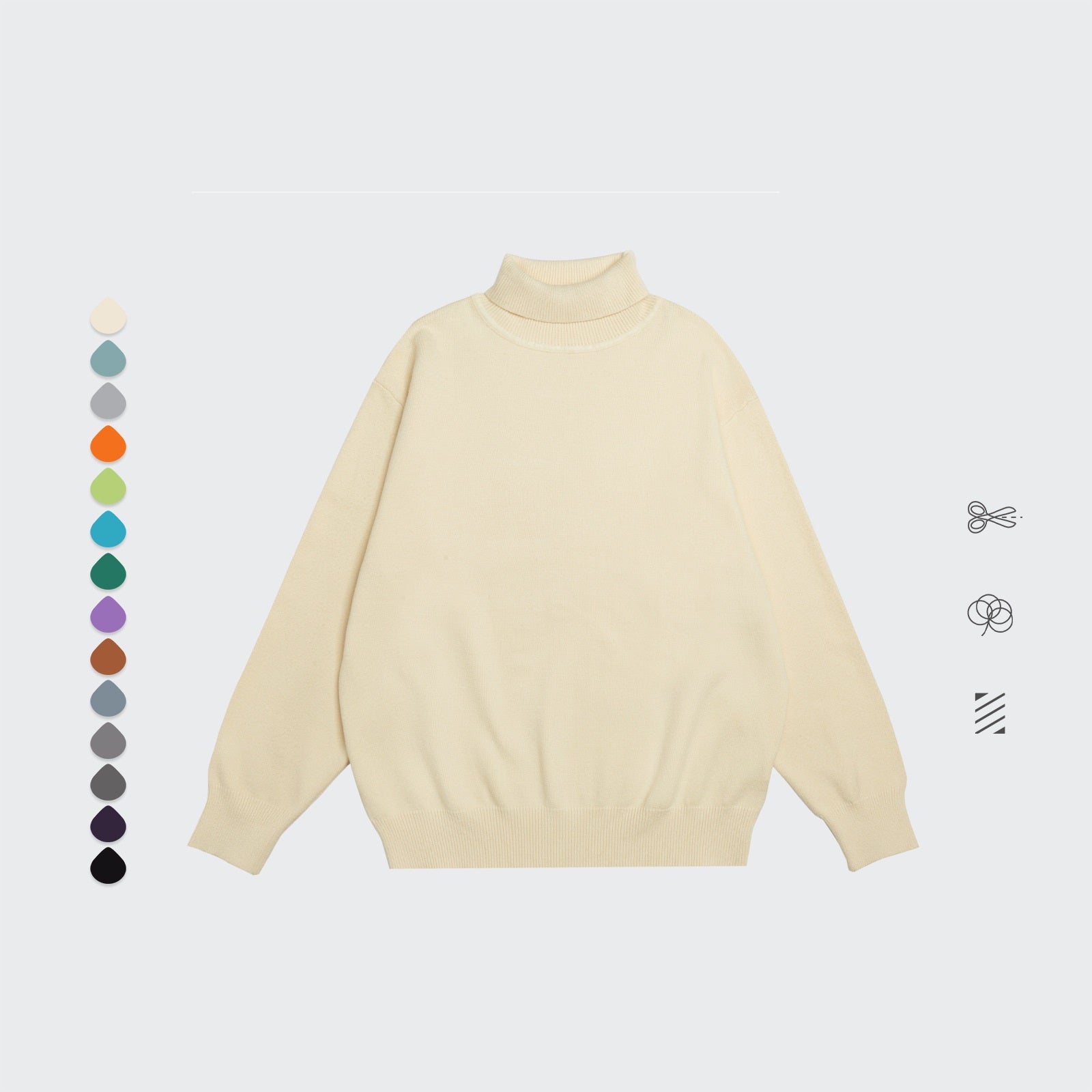 Core Spun Loose High Neck Sweater Solid Color Knitwear