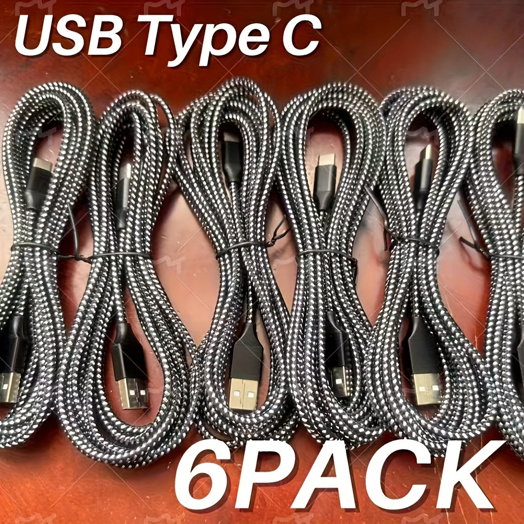 6pcs 10ft USBC Fast Charger Cable for Android Type C Charging Cable