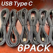 6pcs 10ft USBC Fast Charger Cable for Android Type C Charging Cable
