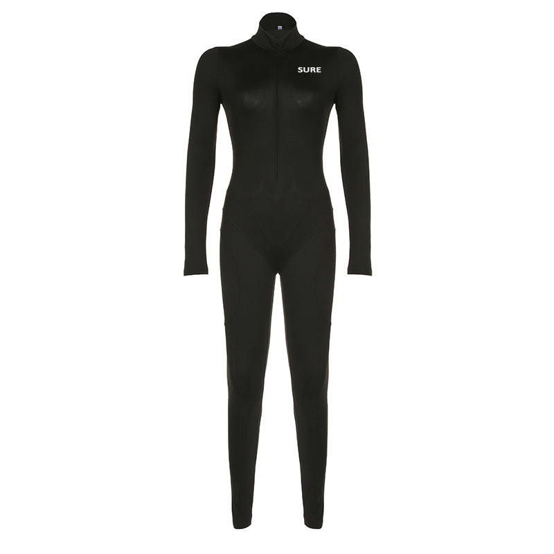 High Elasticity Sports Slim-fitting Sexy Sports Long Sleeve Jumpsuit