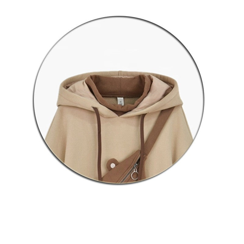 Chic Layered Hooded Sweatshirt with Bag