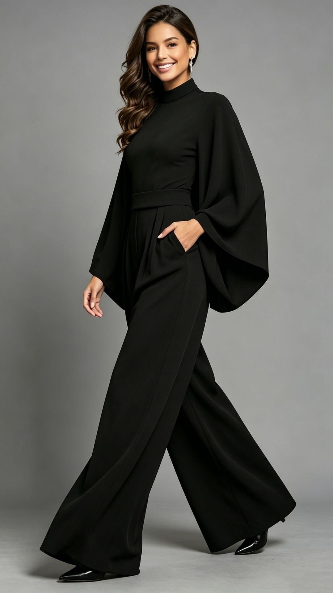 Womens Relaxed-fit Fashionable Long-sleeve Jumpsuit