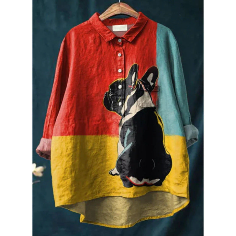 Casual Long Sleeve Shirt Animal Print