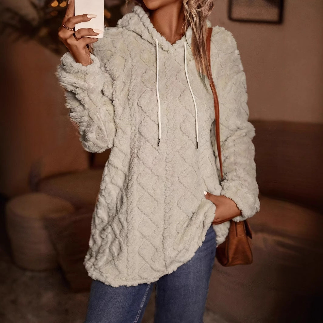 Cozy Solid Color Hooded Pullover Casual Winter Coat
