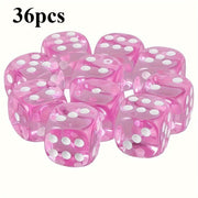 Set of 36 Pink 16 mm Gaming Dice – Board Game Accessories