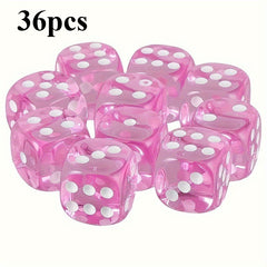 Set of 36 Pink 16 mm Gaming Dice – Board Game Accessories