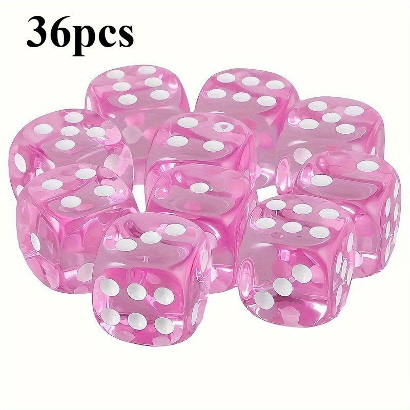 Set of 36 Pink 16 mm Gaming Dice – Board Game Accessories