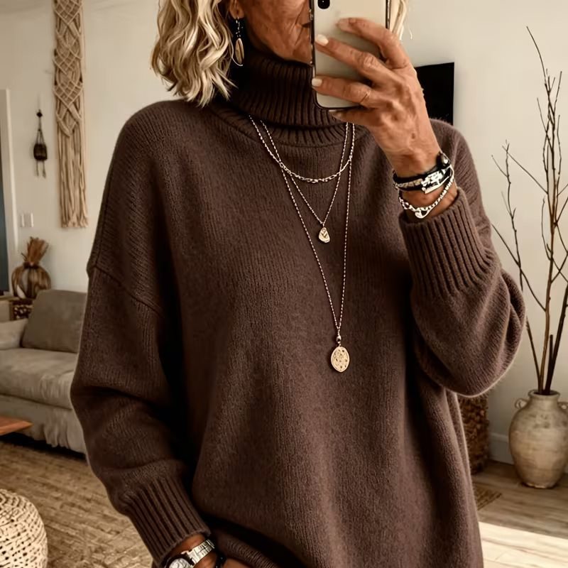 Women's Solid Color Long Sleeve Turtleneck Sweater