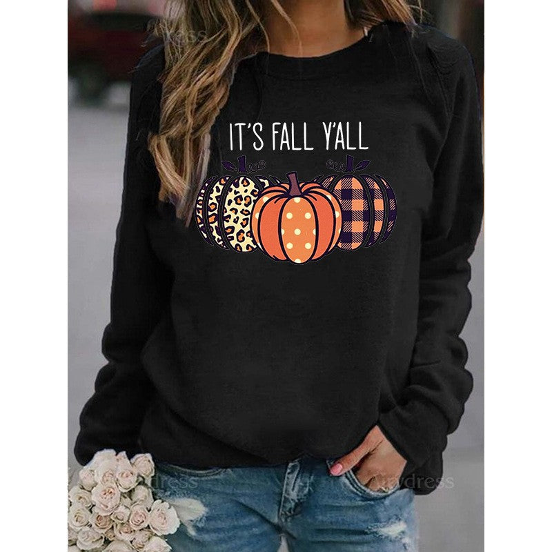 Women's Halloween Pumpkin Print Pullover Sweater