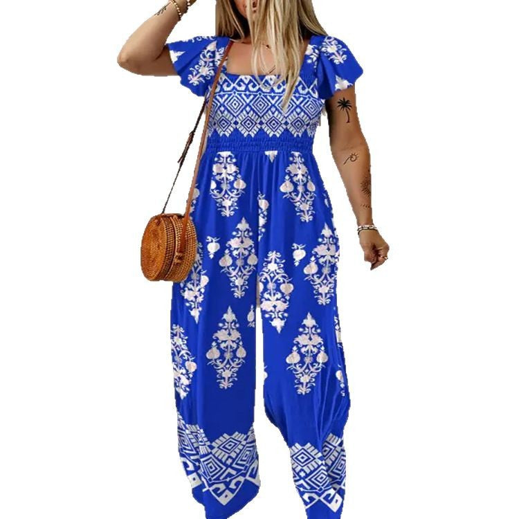 Women's Printed Wide-Leg Jumpsuit