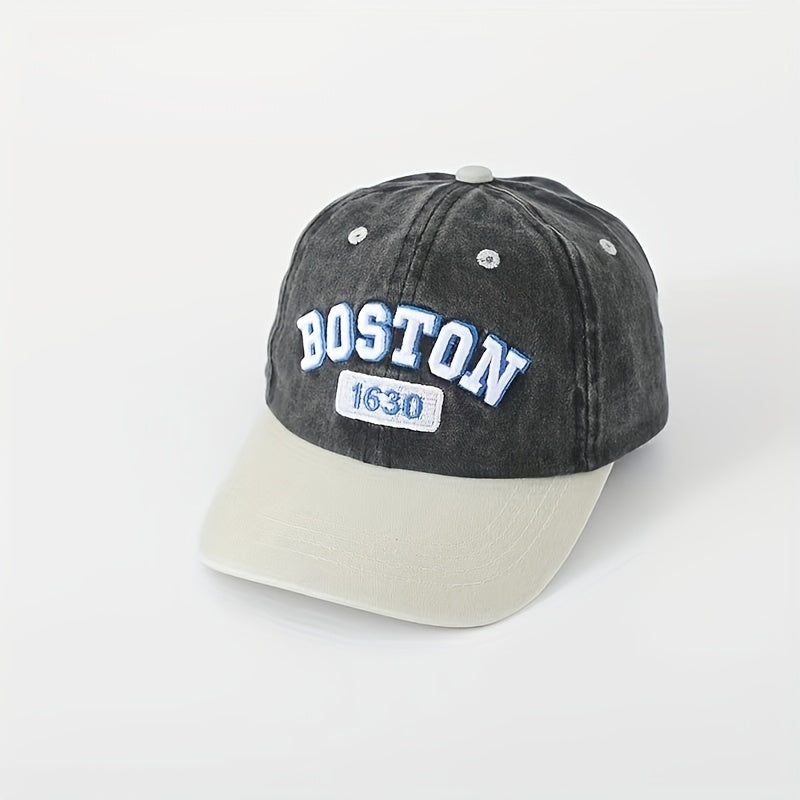 Kids Baseball Cap with 3D Embroidery, Washable Outdoor Sun Hat, Unisex 3-14 Years