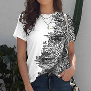 Animal Print Short-Sleeve Crew Neck Tee – Fresh, Loose Fit