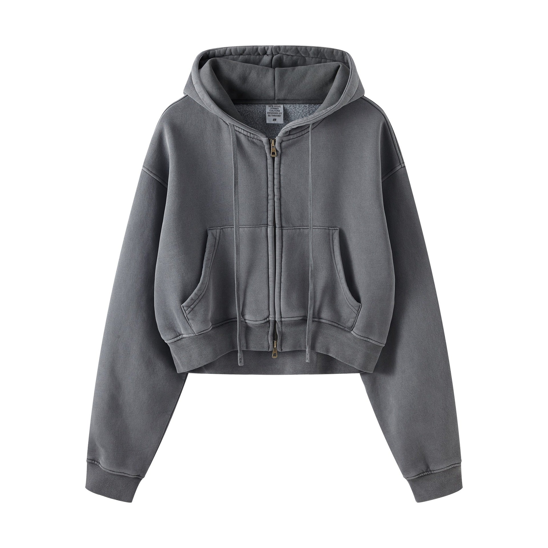 Retro Color Block Zip Hooded Sweater