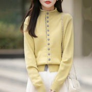 Old Money Style Color-block Knitted Cardigan Womens Chic Contrasting Color Sweater Coat