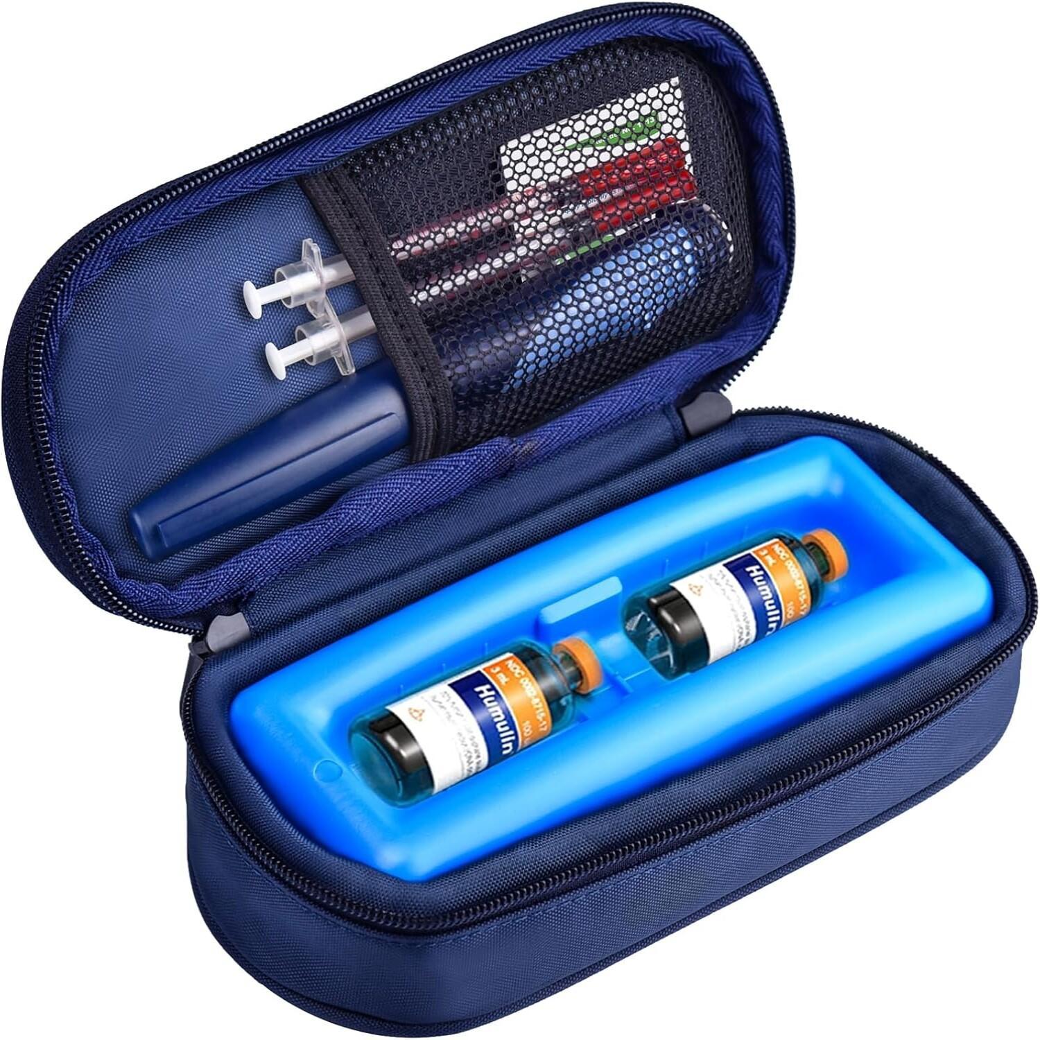 Insulated Travel Case for Insulin Vials – Compact Protective Bag with Ice Brick for Maintaining Cool Temperatures