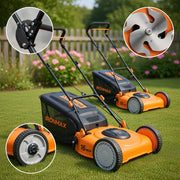 16 Inch Push Lawn Mower with 5 Manganese Steel Blades, 7 Gallon Rear Grass Catcher Bag, 4 Adjustable Cutting Heights and 10 Inch Wheels