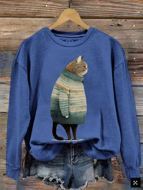 Women's 3D Digital Print Loose Street Fashion Sweatshirt