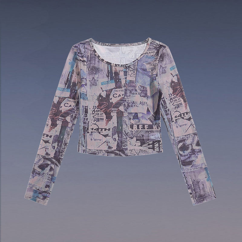 Y2K Mesh Long-Sleeve Slim Fit Top