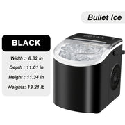 Countertop Ice Maker With Handle, Produces 26 Pounds Of Ice Within 24 Hours, Makes 9 Ice Cubes In 6 Minutes. Portable Ice Maker Comes With A Basket And Ice Scoop.