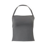 Slim-Fit Halter Yoga Top with Back Strap – Solid Color