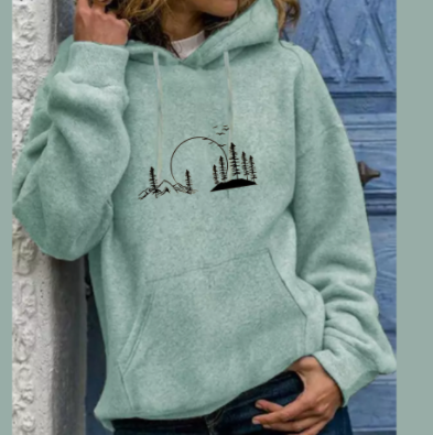 Casual Solid Color Loose Pullover Hoodie for Students