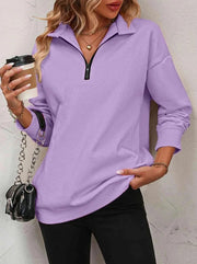 Women's Half-Zip Pullover Stylish Long-Sleeve Sweatshirt