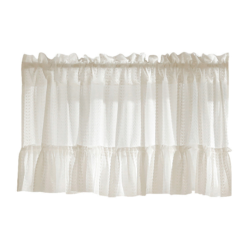 Sheer Gauze Girl Lace Trim Kitchen Curtain