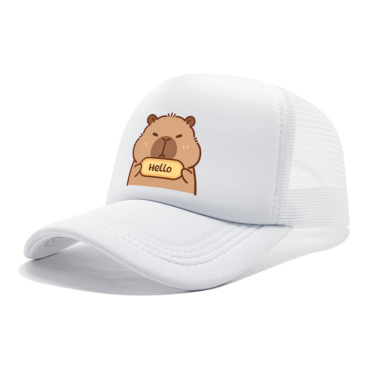Kids' Cartoon Otter Pattern Mesh Sun Cap with Breathable Fabric