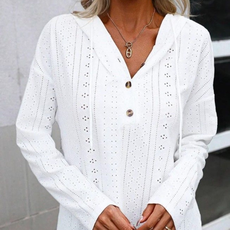 Chic Hollow Knit Long-Sleeve Sweater for Women