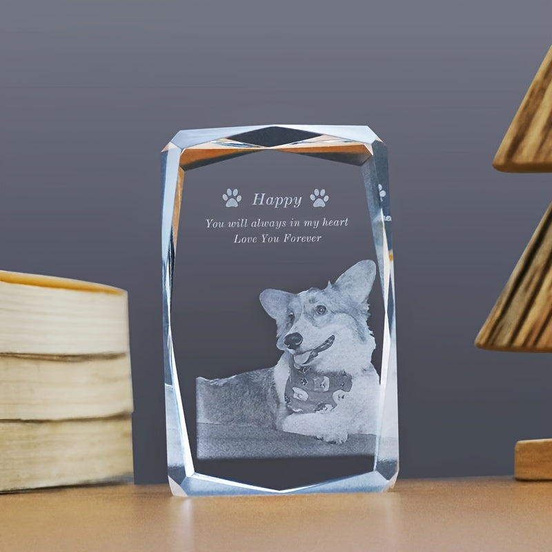 Personalized Custom Crystal Photo Sculpture, Pet Cat and Dog Picture Crystal Decoration for Bedroom and Living Room, Perfect for Valentine's Day, Thanksgiving, Father's Day, Mother's Day, Easter…