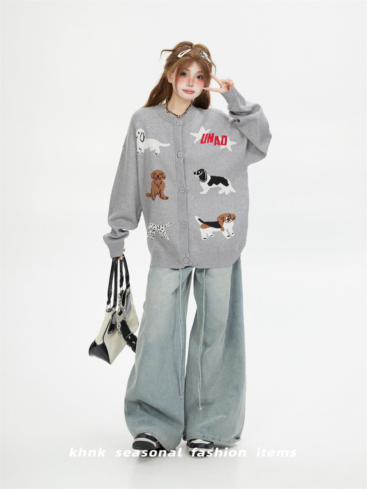 Cozy Gray Bear Knit Cardigan - Cute & Casual Sweater