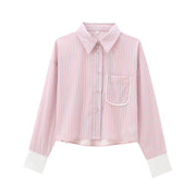 All-matching European And American Style Striped Long Sleeve Shirt