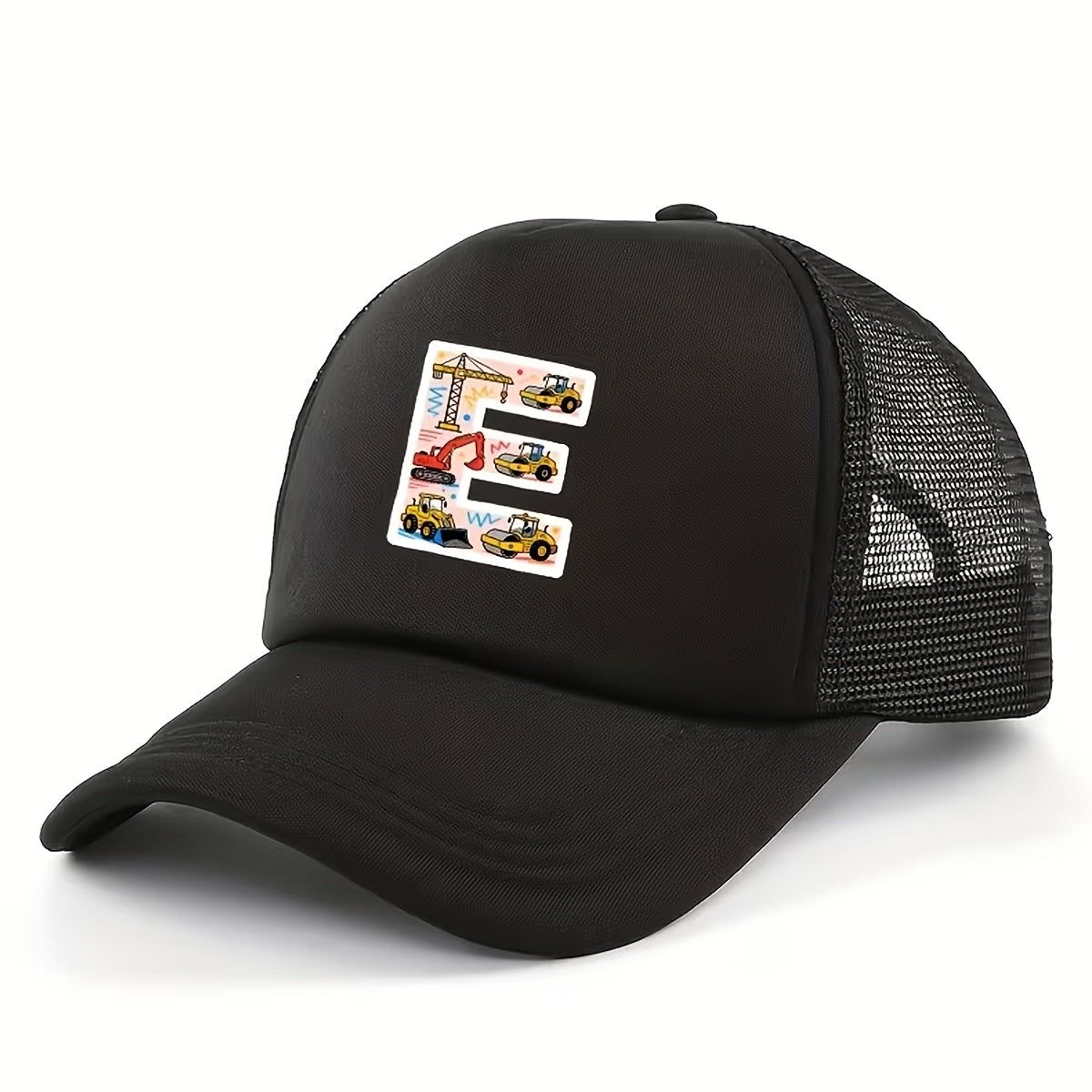 Adjustable Construction Vehicle Printed Trucker Hat for Kids