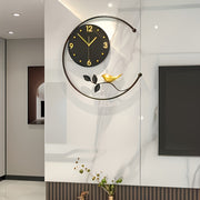JUJUDA 20in Modern Gold & Gray Wall Clock With Pendulum - Stylish Minimalist Design - Quartz Movement - For Living Room, Bedroom, Office Decor - Perfect Gift for Housewarming