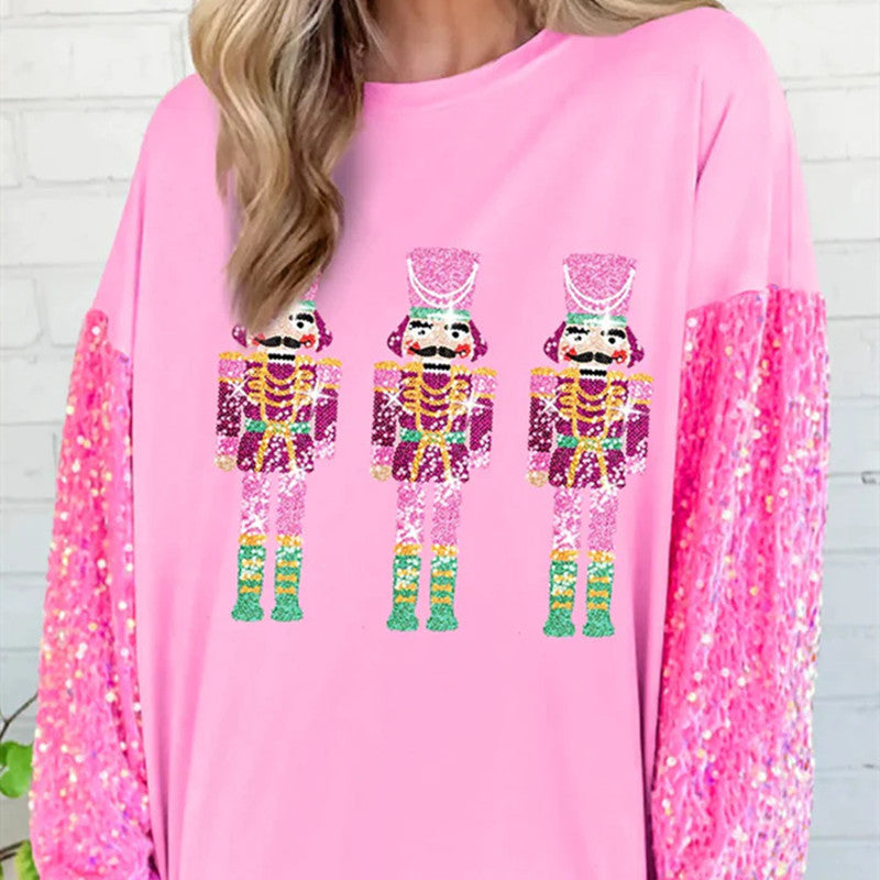 Women's Festive Sequin Padded Christmas Sweatshirt
