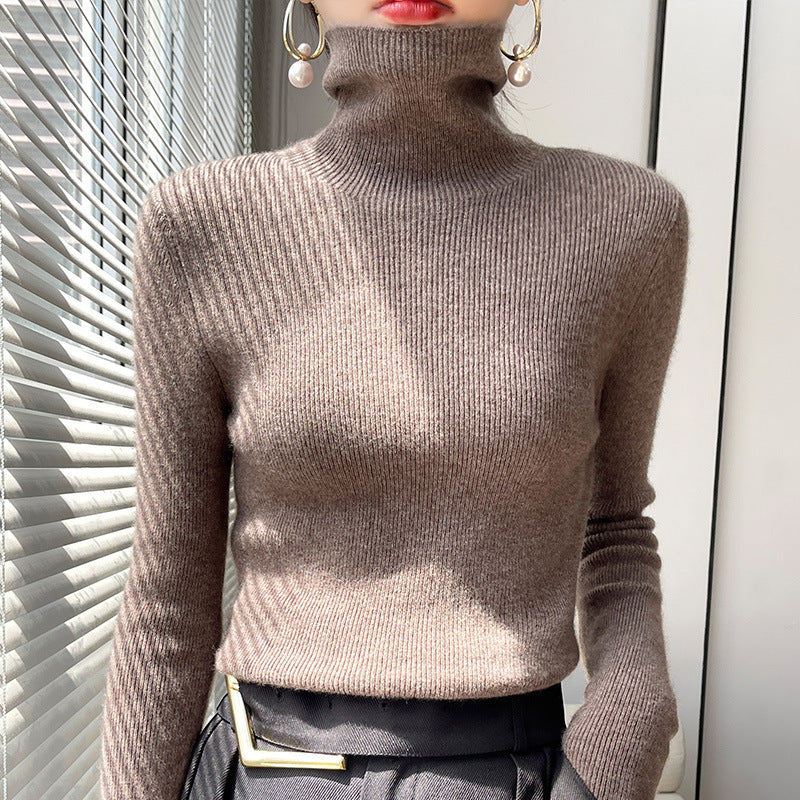 Long-sleeve Stretchy Slim-fit Knit Bottoming Top for Fallwinter