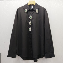 Retro Diamond-encrusted Niche Loose Solid-color Laid-back Age-reducing Fashionable Versatile Top