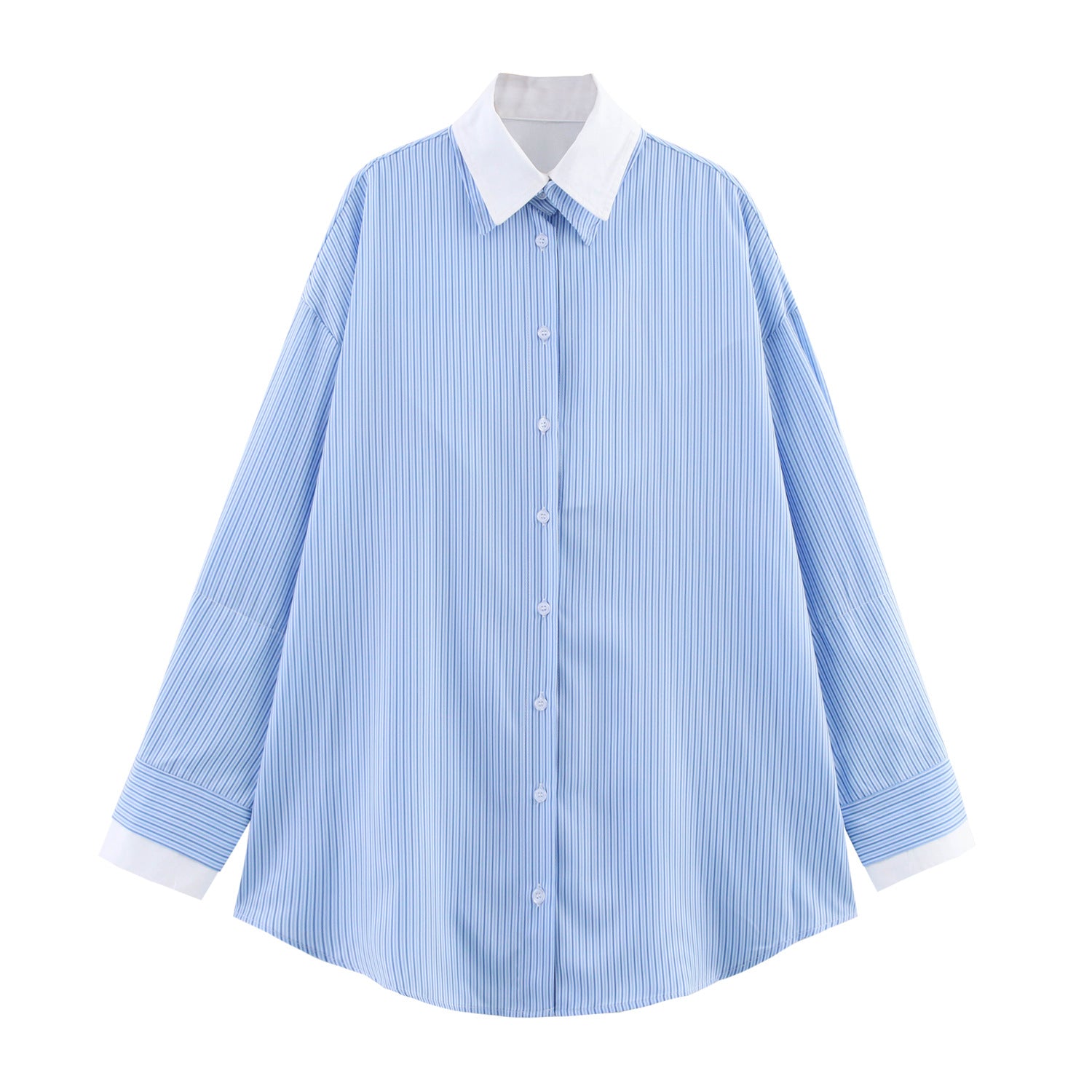 Women's Striped Poplin Long Sleeve Shirt
