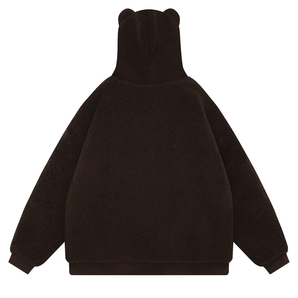 Teddy Bear Ear Hooded Lamb Wool Winter Coat
