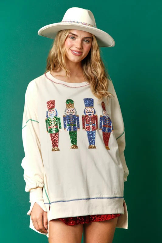 Christmas Sweet Sequins Thickened All-matching Top