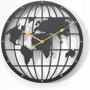 Large 20 Inch World Map Wall Clock - Silent Non-Ticking Battery Operated Modern Minimalist & Design with Golden Hands, Glass Face & Frame - Educational Geography Decor for Living Room, Kitchen, Office, Farmhouse - Easy-to-Read Large Clock for Home &