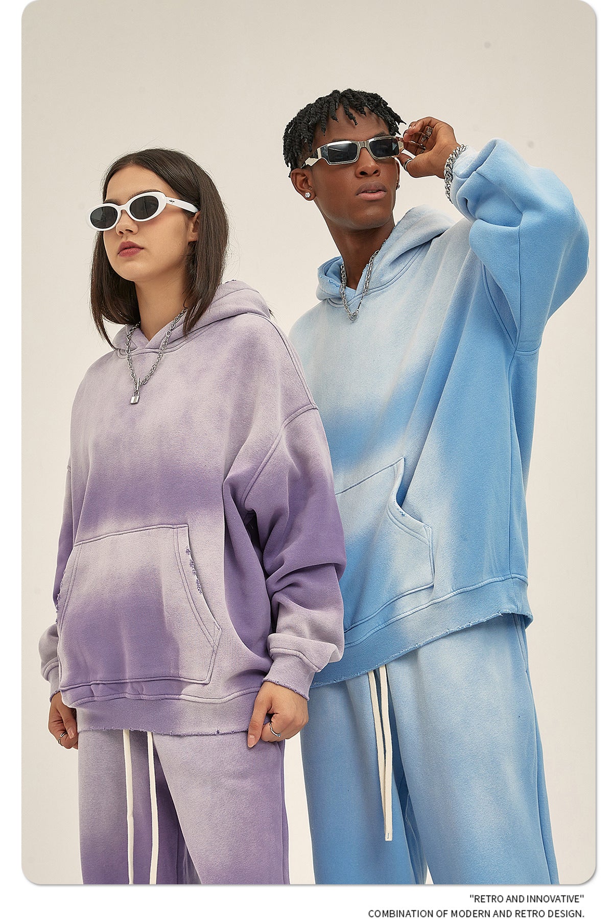 Distressed Fur-Lined Heavyweight Spray-Dyed Hoodie