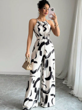 Bold Zebra Print Suspender Jumpsuit for Women