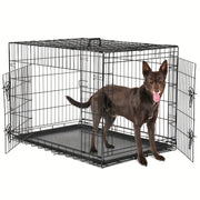 1pc Extra Large Portable Dog Crate - Reinforced Metal Collapsible Design with Double Doors, Removable Tray & Dividers | Spacious Kennel for Large Dogs, Easy to Assemble & Washable