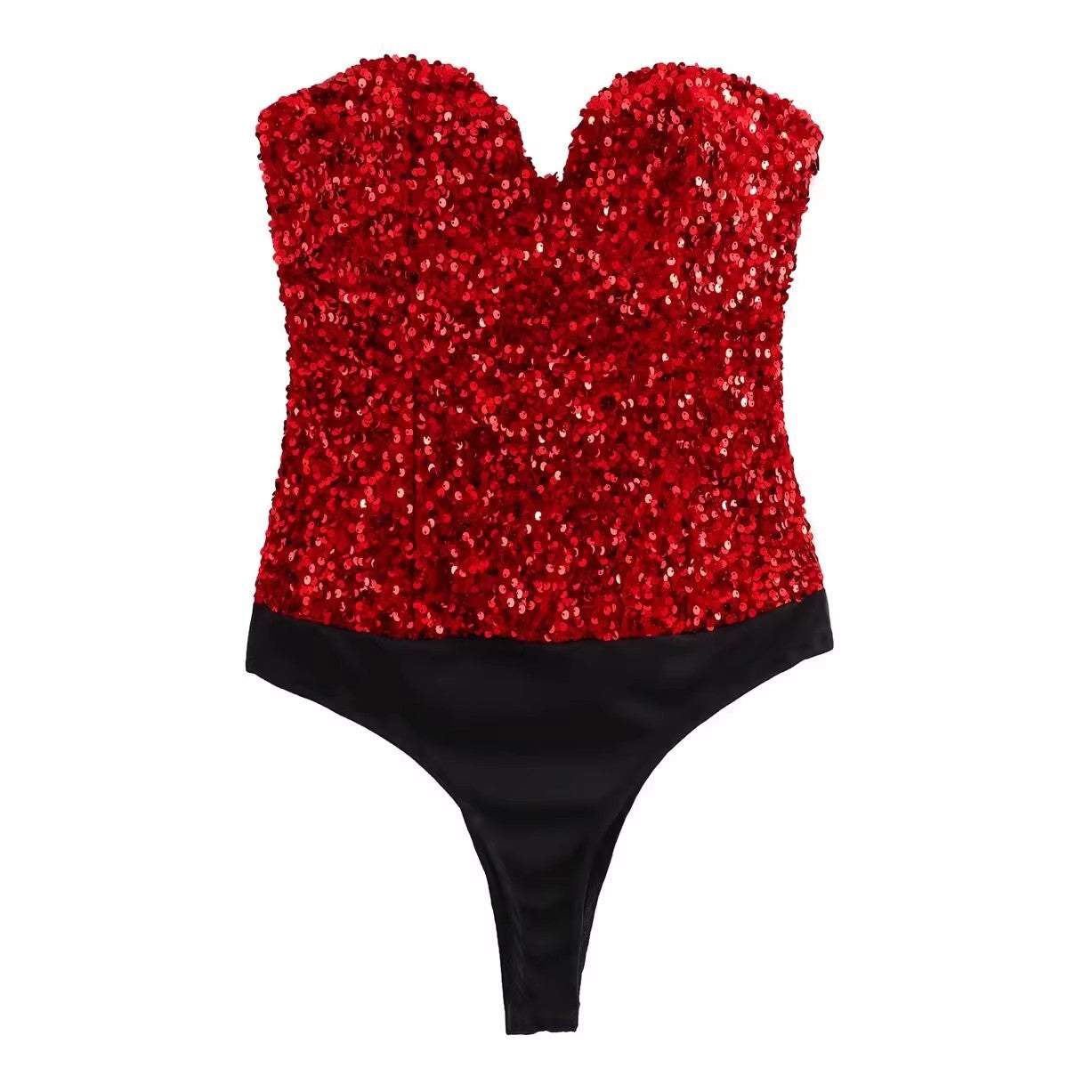 Women's Fashion Tube Top Sequins Jumpsuit