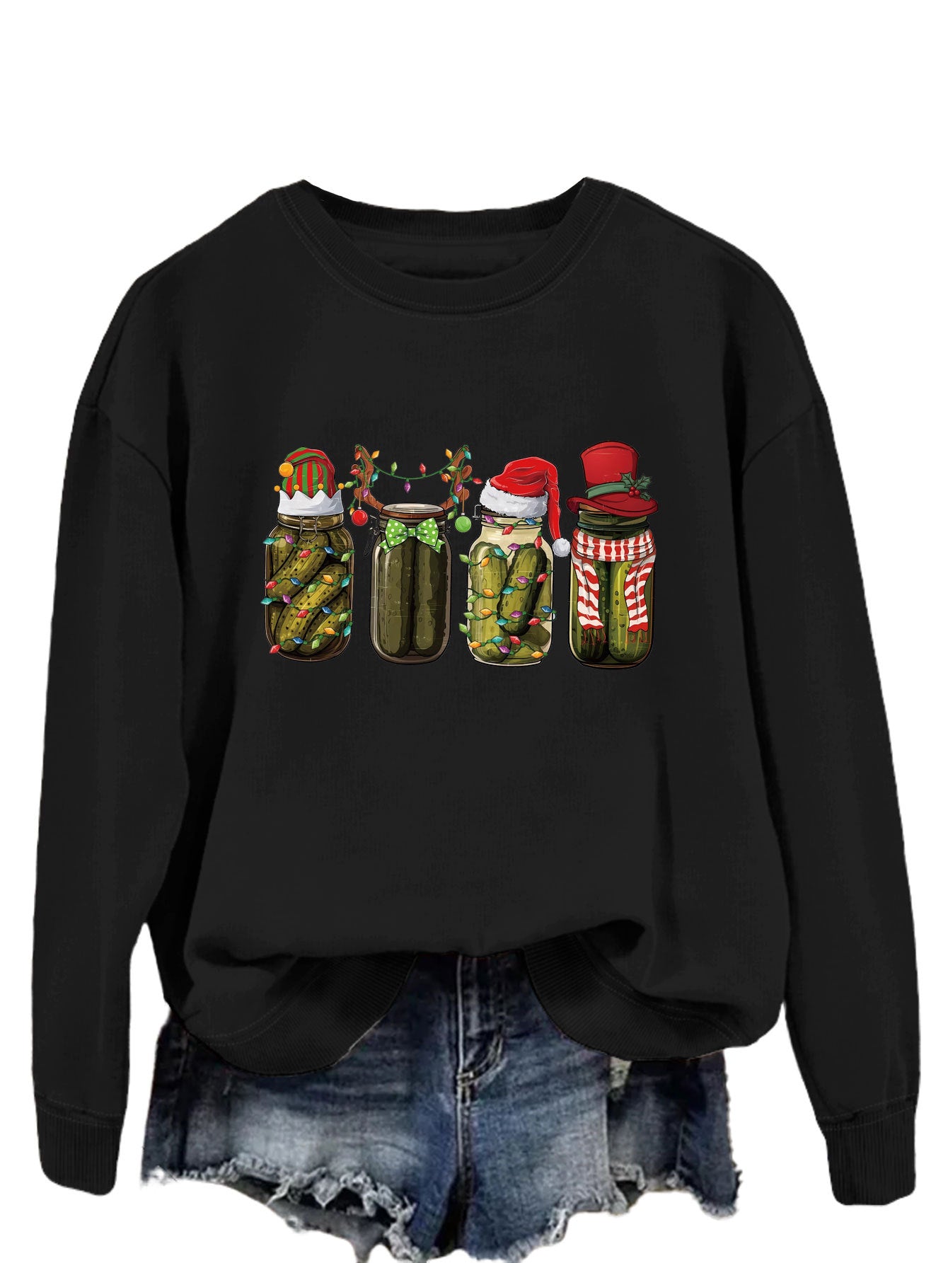 Funny Canned Cucumber Print Pullover Streetwear Sweatshirt