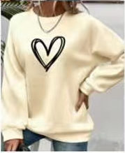 Cozy Love Print Round Neck Pullover Hoodie
