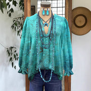 Women's Loose V-Neck Long Sleeve Shirt Casual Top